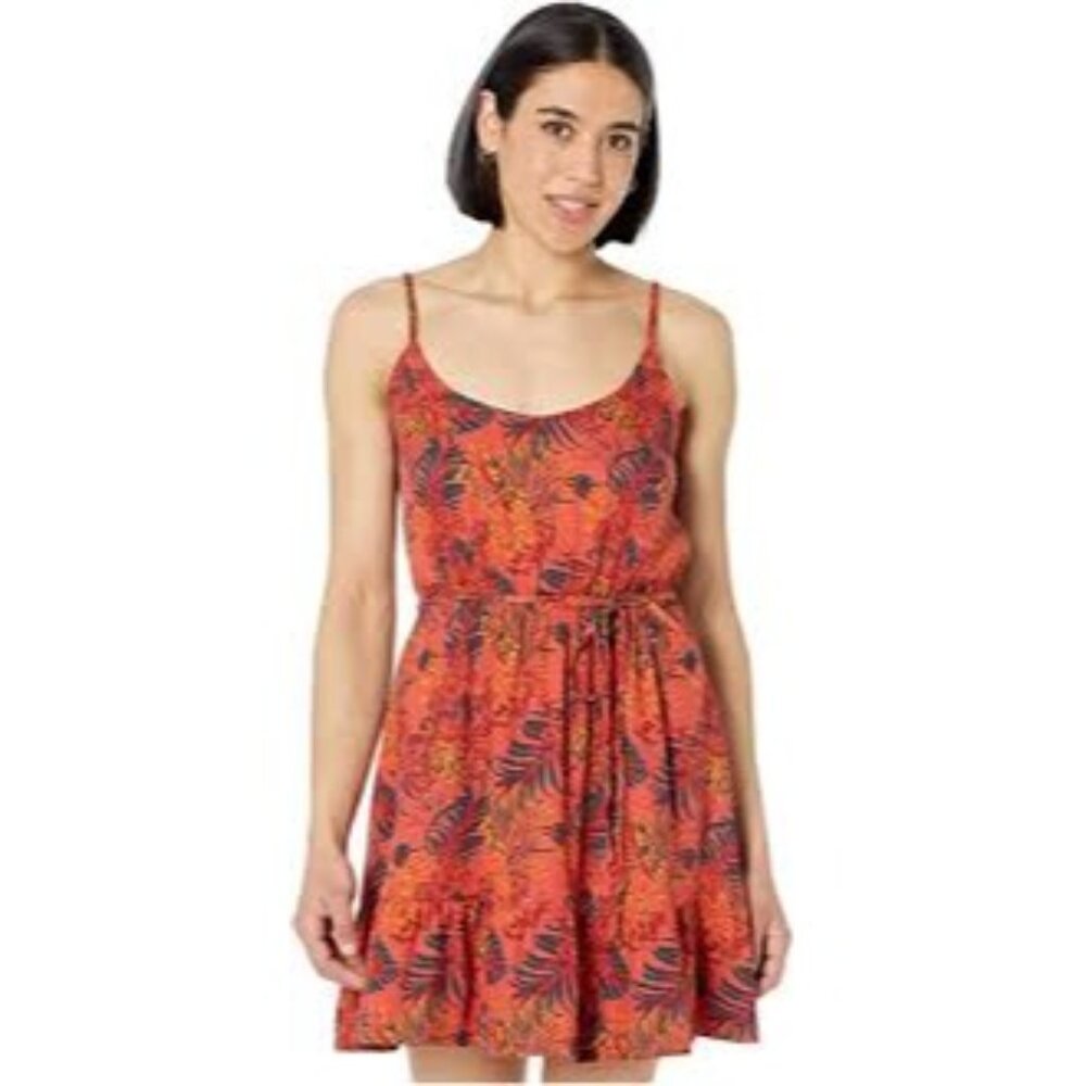 Hurley Red Floral Spaghetti Strap Mini Dress M Tropical Resort